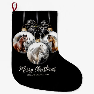 Horses black and gold Christmas quote Large Christmas Stocking