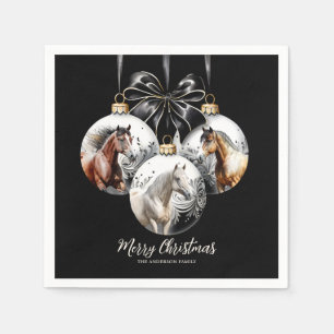 Horses black and gold Christmas quote Napkin