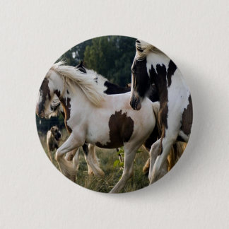 HORSES BLACK AND WHITE 1.PNG 6 CM ROUND BADGE