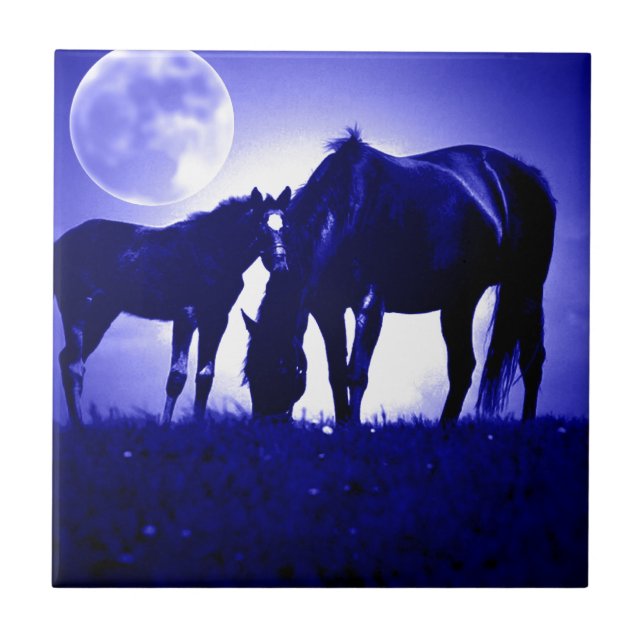 Horses & Blue Night Tile (Front)
