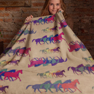 Horses Brownish Fleece Blanket