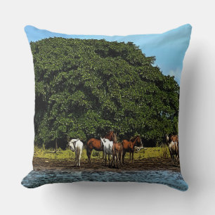 Horses by the water - Costa Rica Cushion