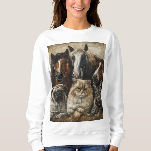 Horses, Cats and Dogs  Sweatshirt (Front)