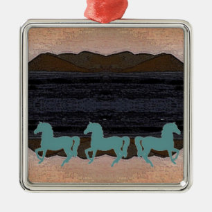 Horses Ceramic Christmas Ornament