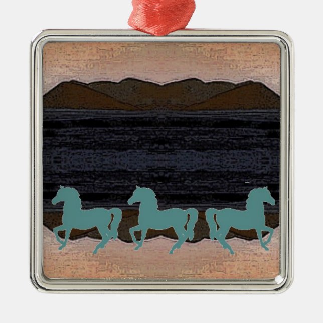 Horses Ceramic Christmas Ornament (Front)