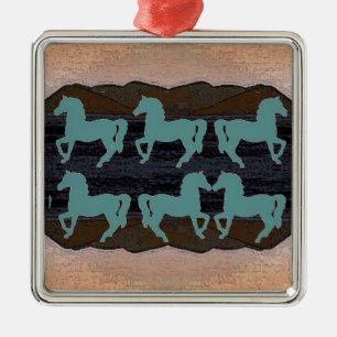 Horses Ceramic Christmas Ornament