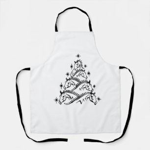 Horses Christmas Tree Equestrian Holiday Xmas Apron