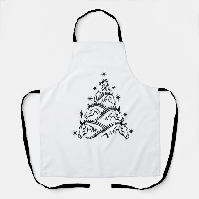 Horses Christmas Tree Equestrian Holiday Xmas Apron (Front)