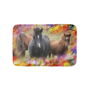 Horses Colourful Bath Mat