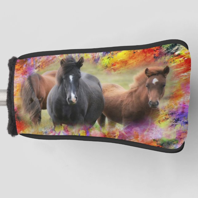 Horses Colourful Golf Head Cover (Front)