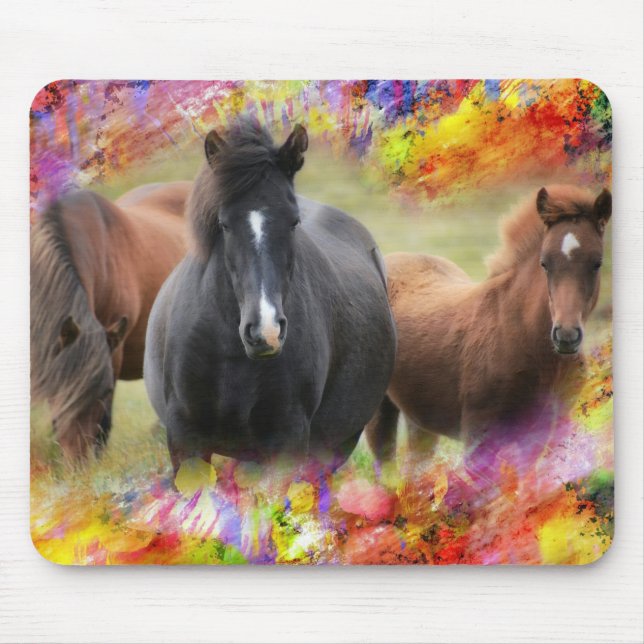 Horses Colourful Mouse Pad (Front)