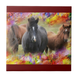 Horses Colourful Tile