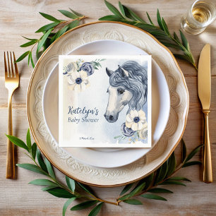 Horses cowgirl baby shower monogrammed napkin
