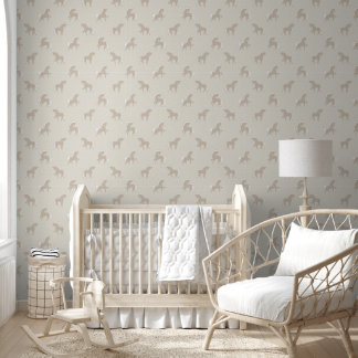 Horses cream beige wallpaper
