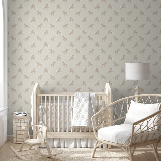 Horses cream beige wallpaper (Kids)
