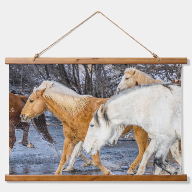 Horses Crossing the Stream Hanging Tapestry (Front)