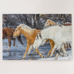 Horses Crossing the Stream Jigsaw Puzzle