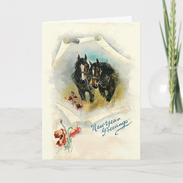 Horses Custom Christmas Greeting Card (Front)