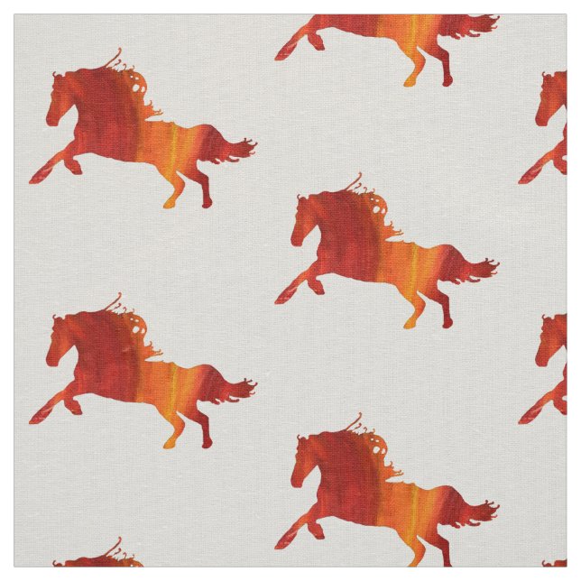Horses Custom Ivory Linen (54" width) Fabric (Swatch)