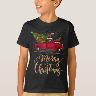 Horses Driving Christmas Tree Truck Horse Xmas Gif T-Shirt