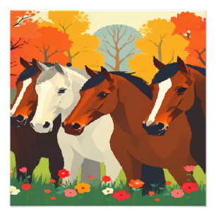 HORSES-FAMILY. PHOTO PRINT