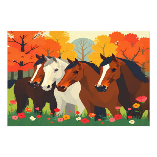 HORSES-FAMILY. PHOTO PRINT