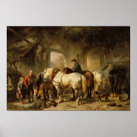 Horses Feeding in the Stable