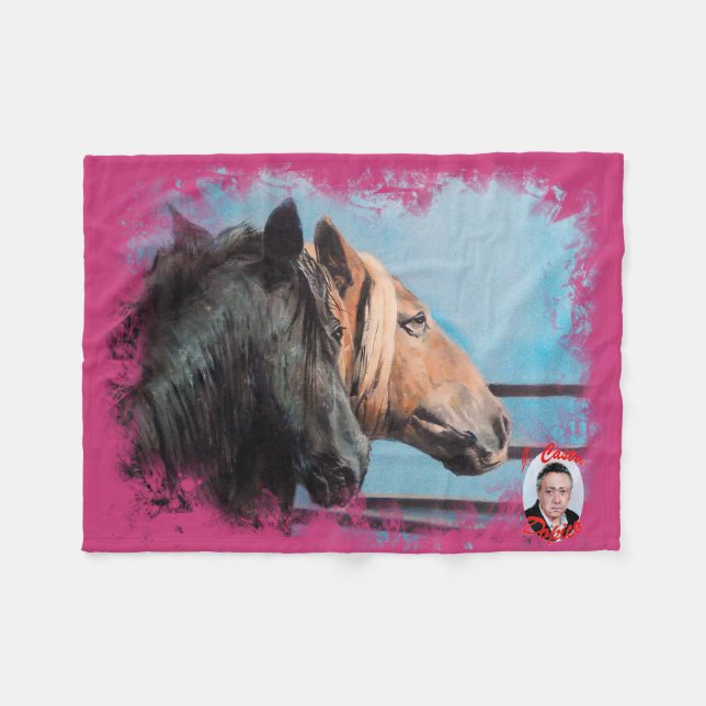 Horses Fleece Blanket (Front (Horizontal))