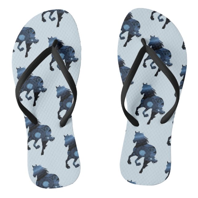 Horses, Flip Flops Blue Horse (Footbed)