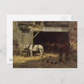 Horses for Hire in a Yard by Eugene Boudin Postcard (Front/Back)