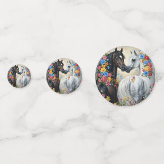 Horses framed in flowers  confetti