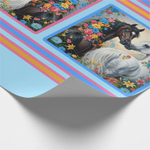 Horses Framed in flowers Wrapping Paper