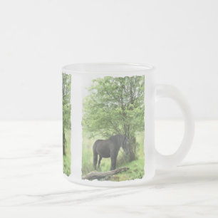 HORSES FROSTED GLASS COFFEE MUG