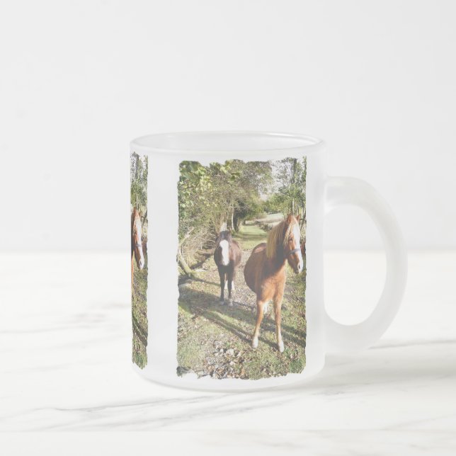 HORSES FROSTED GLASS COFFEE MUG (Right)