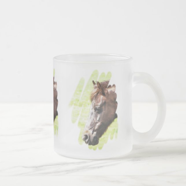 HORSES FROSTED GLASS COFFEE MUG (Right)