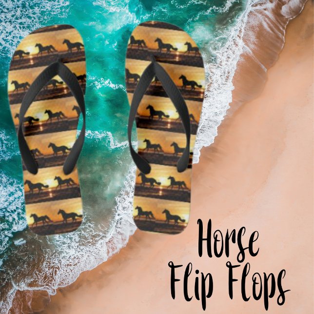 Horses Galloping in Summer Sunset  Jandals (It's a Horse of Course.  Flip Flops!)