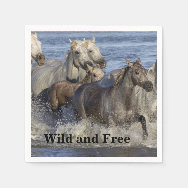 Horses galloping in the water napkin (Front)