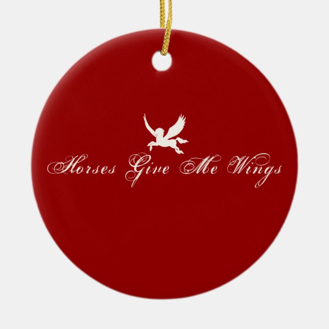 Horses Give Me Wings Ceramic Tree Decoration (Front)