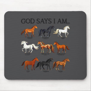 Horses God Says I Am Cute Christian Girl Teen Bibl Mouse Pad