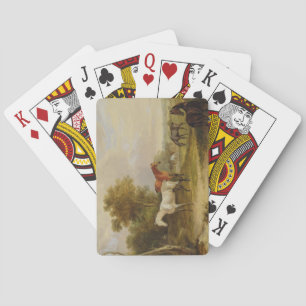 Horses Grazing: A Grey Stallion grazing with Mares Playing Cards