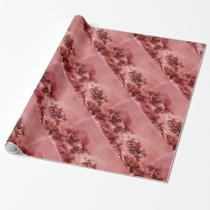 HORSES GRAZING ,Antique Red Pink Wrapping Paper