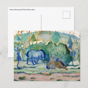 Horses Grazing by Franz Marc, Vintage Fine Art Postcard
