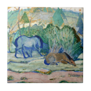 Horses Grazing by Franz Marc, Vintage Fine Art Tile