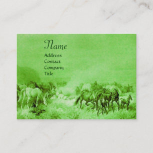 HORSES GRAZING  green Business Card