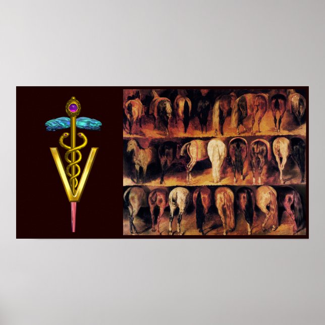 Horses' Hindquarter / CADUCEUS VETERINARY SYMBOL Poster (Front)