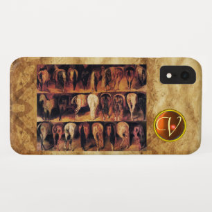 Horses' Hindquarters, Orange Agate Gem Monogram Case-Mate iPhone Case