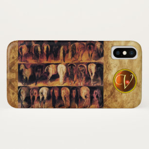 Horses' Hindquarters, Orange Agate Gem Monogram Case-Mate iPhone Case