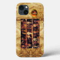 Horses' Hindquarters, Orange Agate Gem Monogram