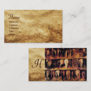 Horses' Hindquarters, Parchment Monogram Business Card