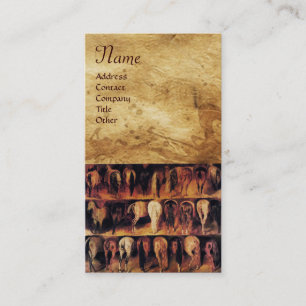 Horses' Hindquarters, Parchment Monogram Business Card
